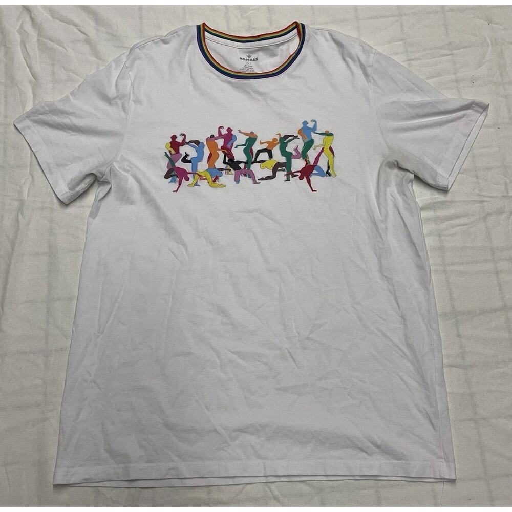 Bombas Mens T Shirt Size Large Short Sleeve Color White (bee Proud)